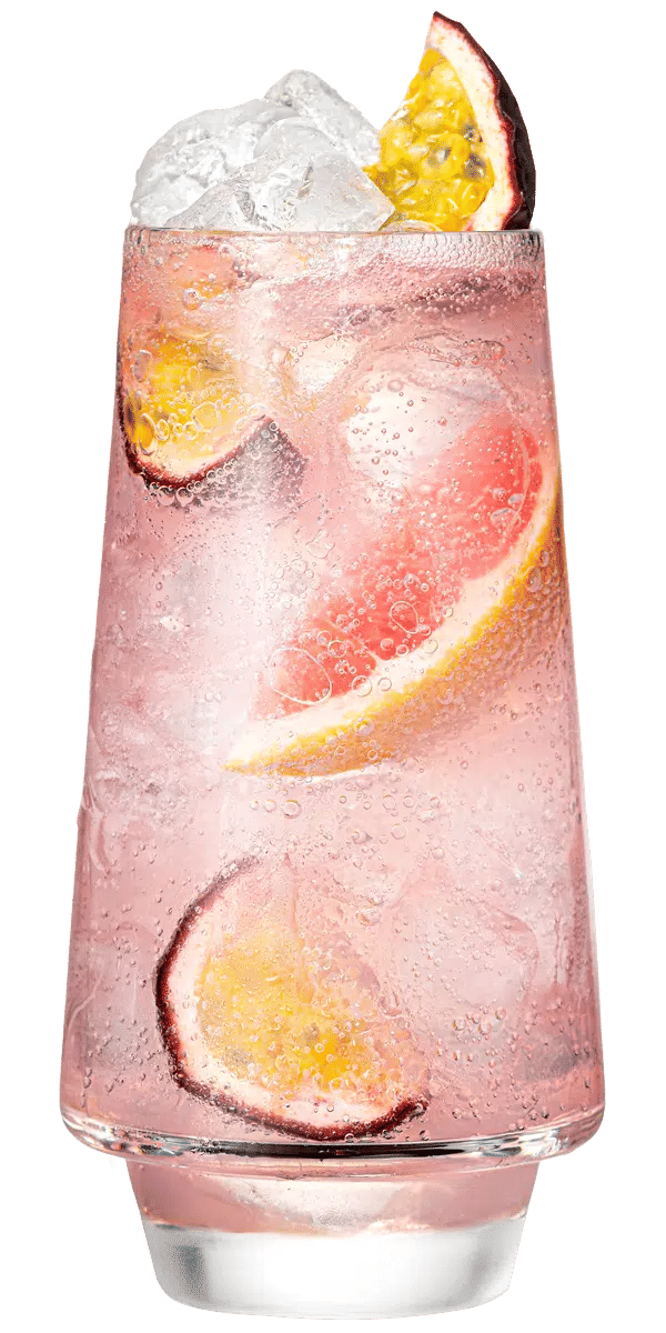 Malibu passion fruit with pink grapefruit soda