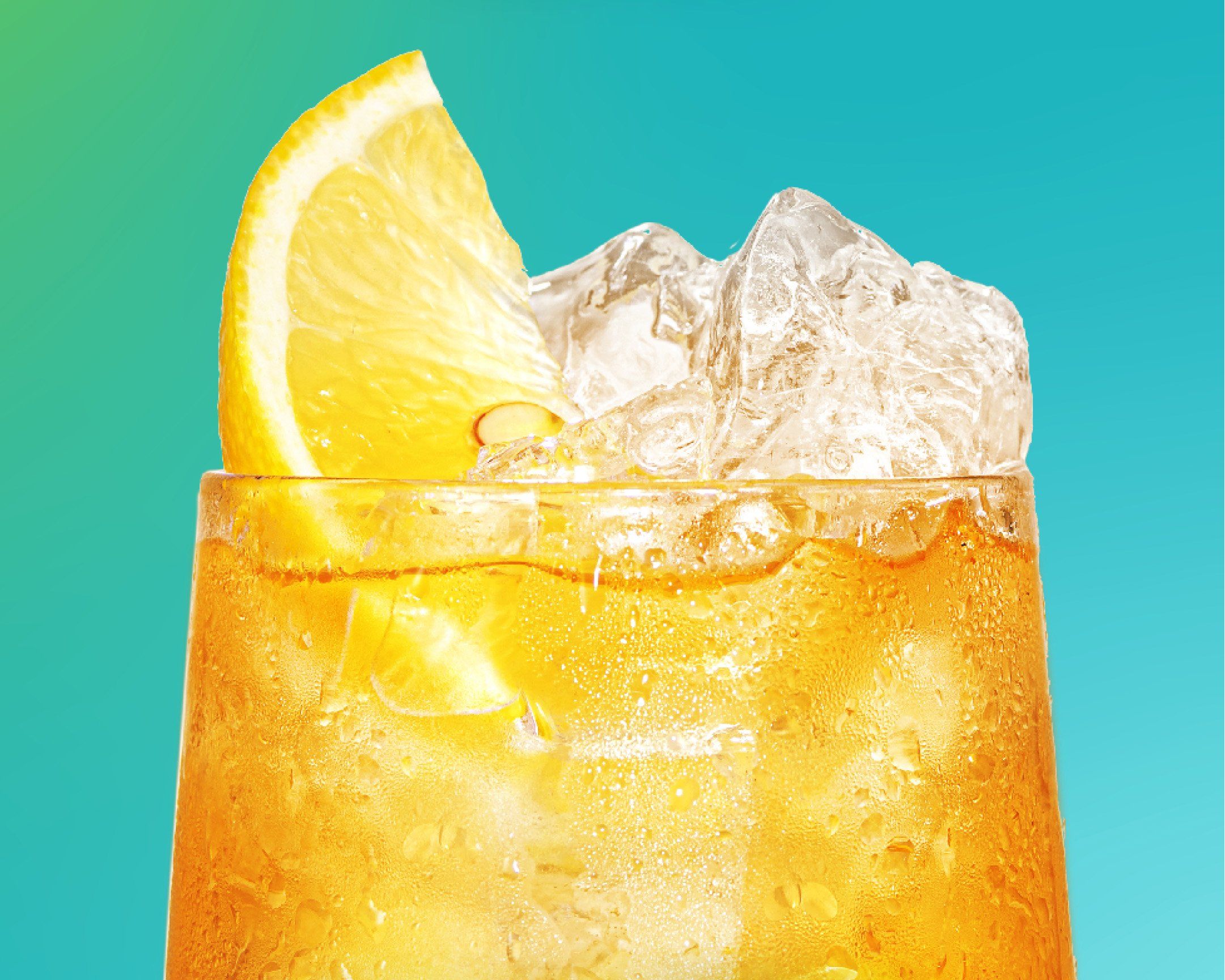 Close up of lemon wedge in cocktail