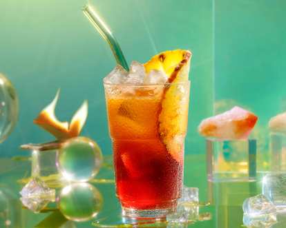 Bay Breeze Drink with Malibu decorated with a pineapple slice