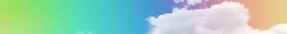 Soft white clouds floating across vivid gradient sky shifting from green to turquoise, blue, purple, and orange, creating a bright tropical sunrise atmosphere.