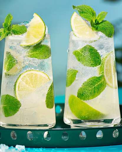 Two Malibu Mojito Drinks on tray