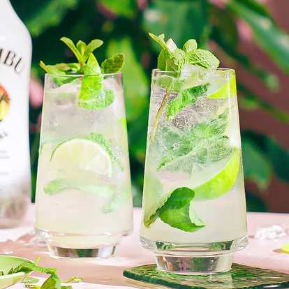 Close up of two Malibu Mojitos