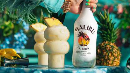 Two Malibu Pina Coladas with Malibu bottle