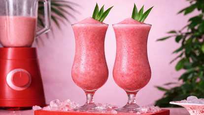 Two Malibu Pink Colada cocktails