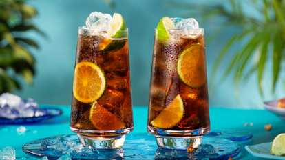 2 malibu and cola drinks