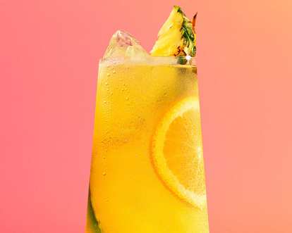 Close up of malibu and pineapple juice drink