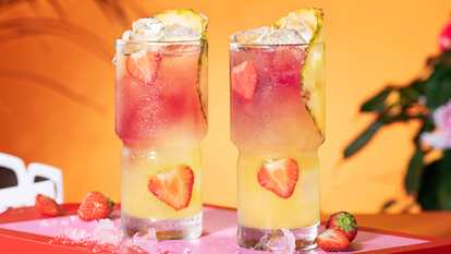 Two Malibu strawberry bay breeze drinks
