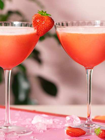 Two Malibu Strawberry Daiquiri cocktails