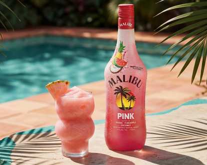 Malibu Pink Colada and Pink bottle by pool