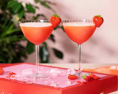 Two glasses of red Malibu drinks for Valentine's day