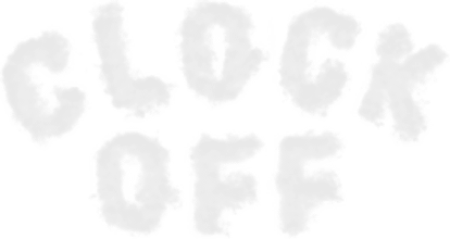 Clock off typography in cloud font