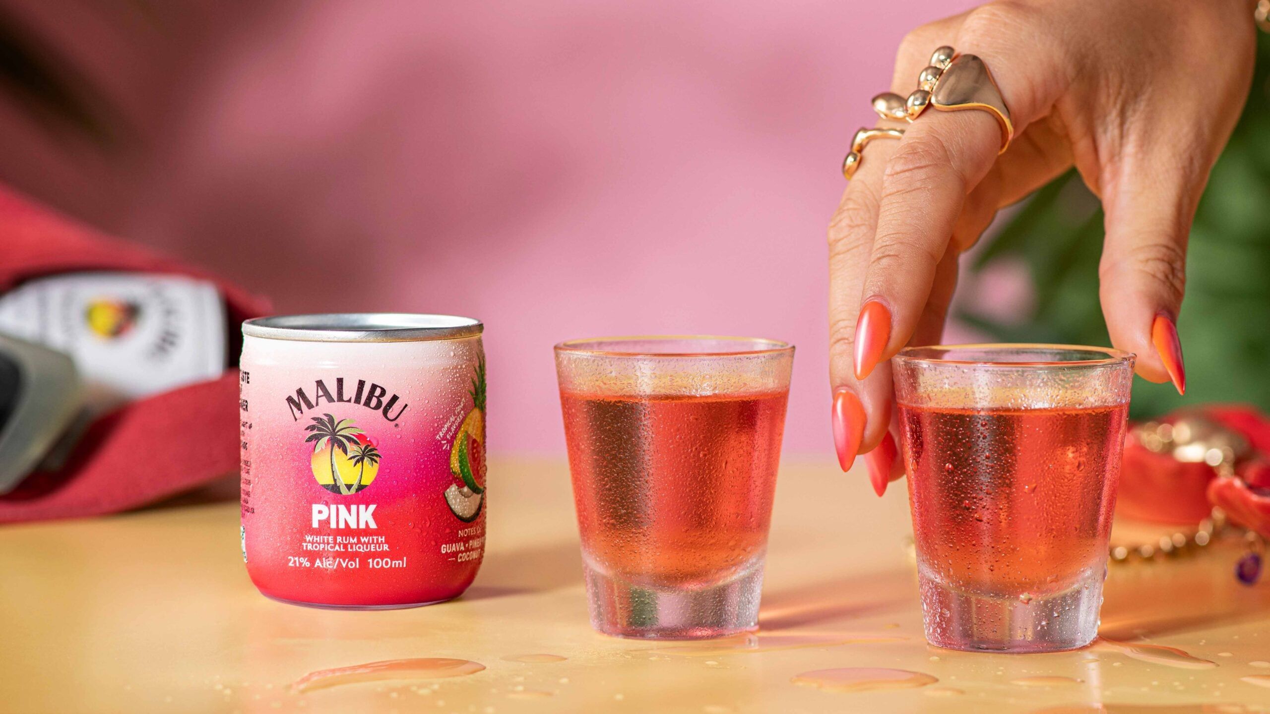 Malibu Pink Can and Shots