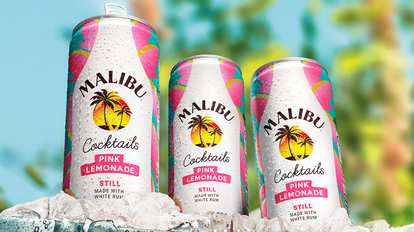 Three Malibu pink lemonade cans