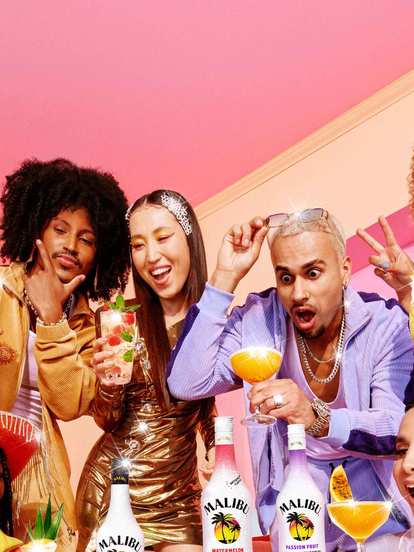 Group of friends enjoying Malibu